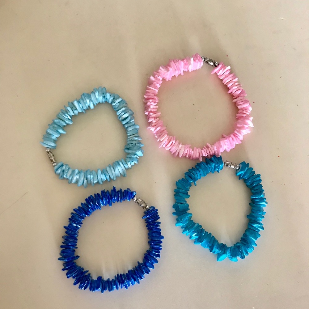Set of 4 colored coral bracelets from Hawaii